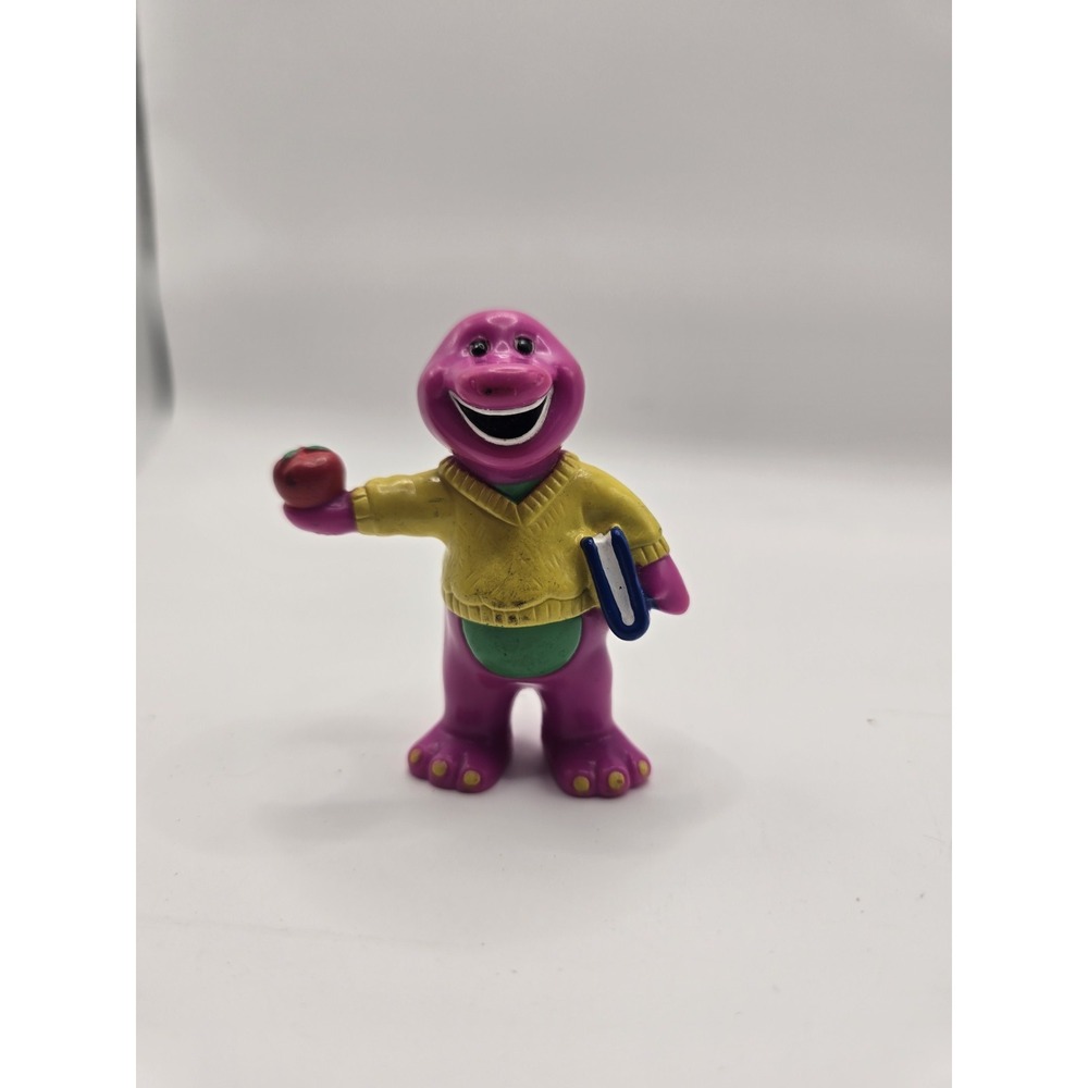 1998 VINTAGE BARNEY THE DINOSAUR FIGURE Book Apple School rare original